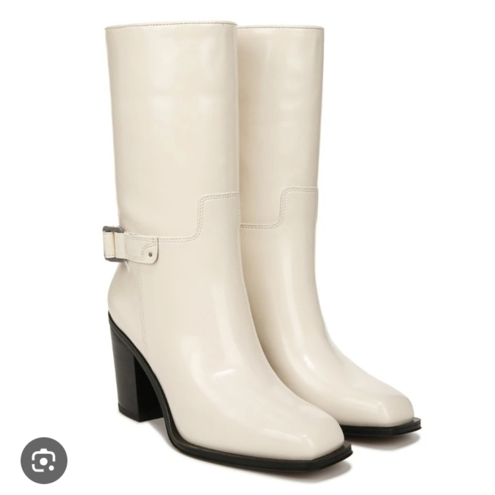 Franco Sarto Cream Women's Wester Heeled Boots Sz-10